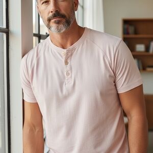Goodfellow & Co Men's Pink Henley Shirt